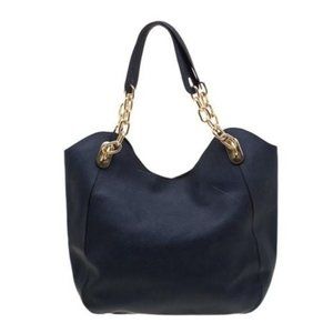 Michael Kors Lilly Chain Tote Navy Hobo Bag Shoulder Bag